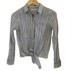 Madewell Womens Striped long sleeve Front Tie blouse